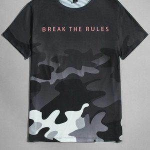 Streetstyle Grey Men's "Break The Rules" Camo Print T-Shirt